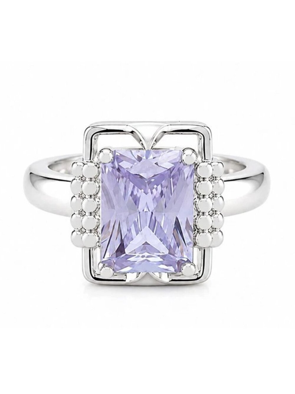 Created 2.65 Cts Tanzanite Ring 14k White Gold Plated
